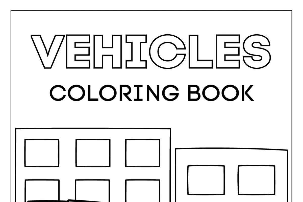 The first page of Vehicle Colouring Book