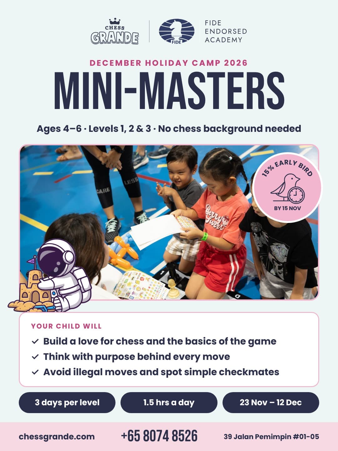 December Holiday Camp - Mini-Masters 1 (23–25 Nov, Morning)